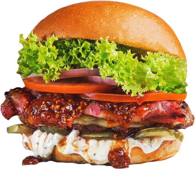 Hamburger with Patties, Tomato, Lettuce and Cheese